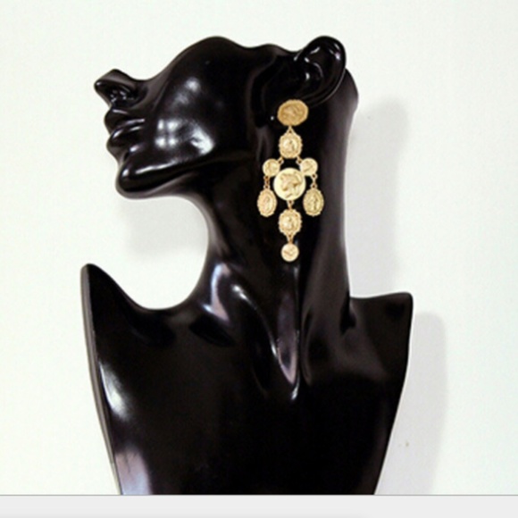 New Gold Coin Catwalk Vintage Museum Art earrings - Picture 5 of 8